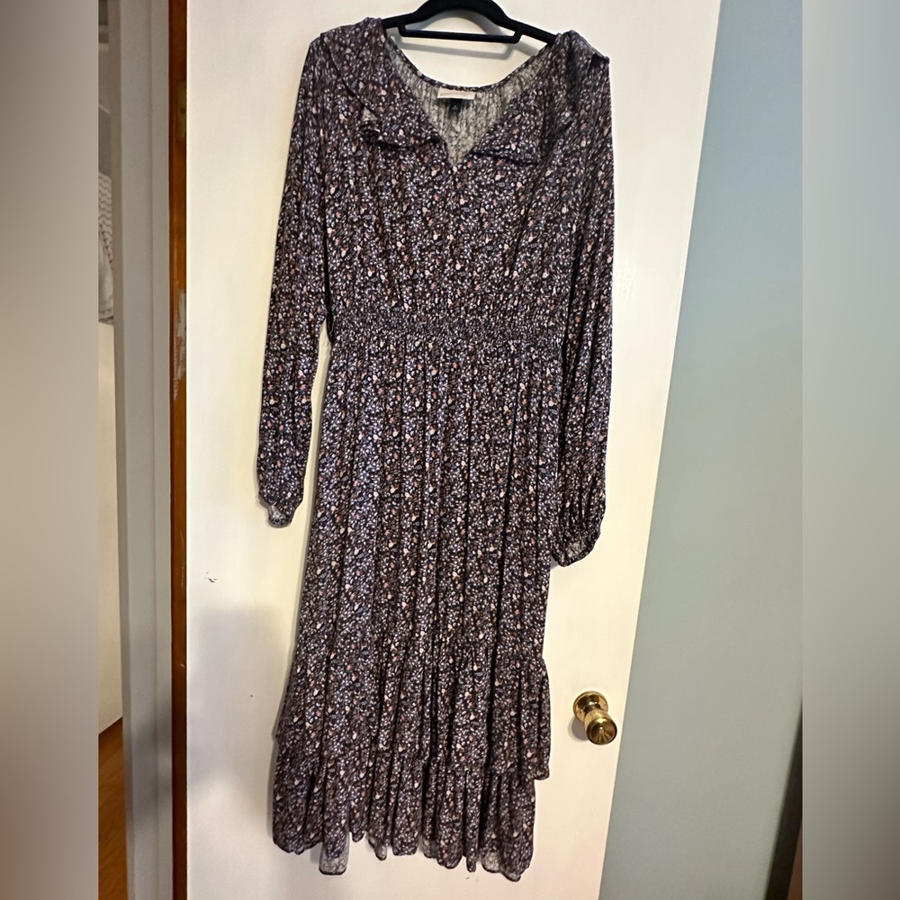 Long sleeve maxi dress with cinched waist